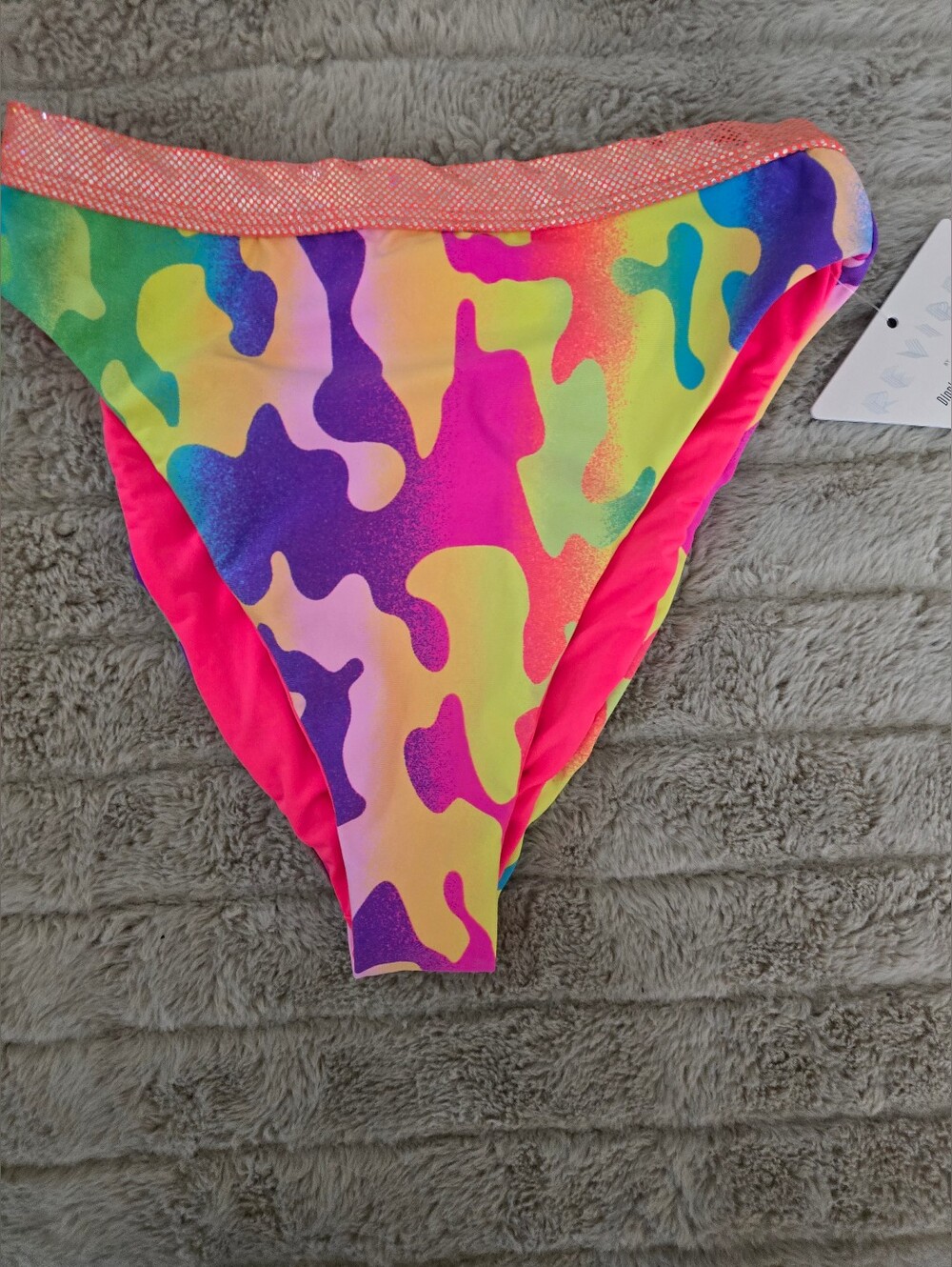 Multicolor Neon Camo Swim Bottoms - Size S